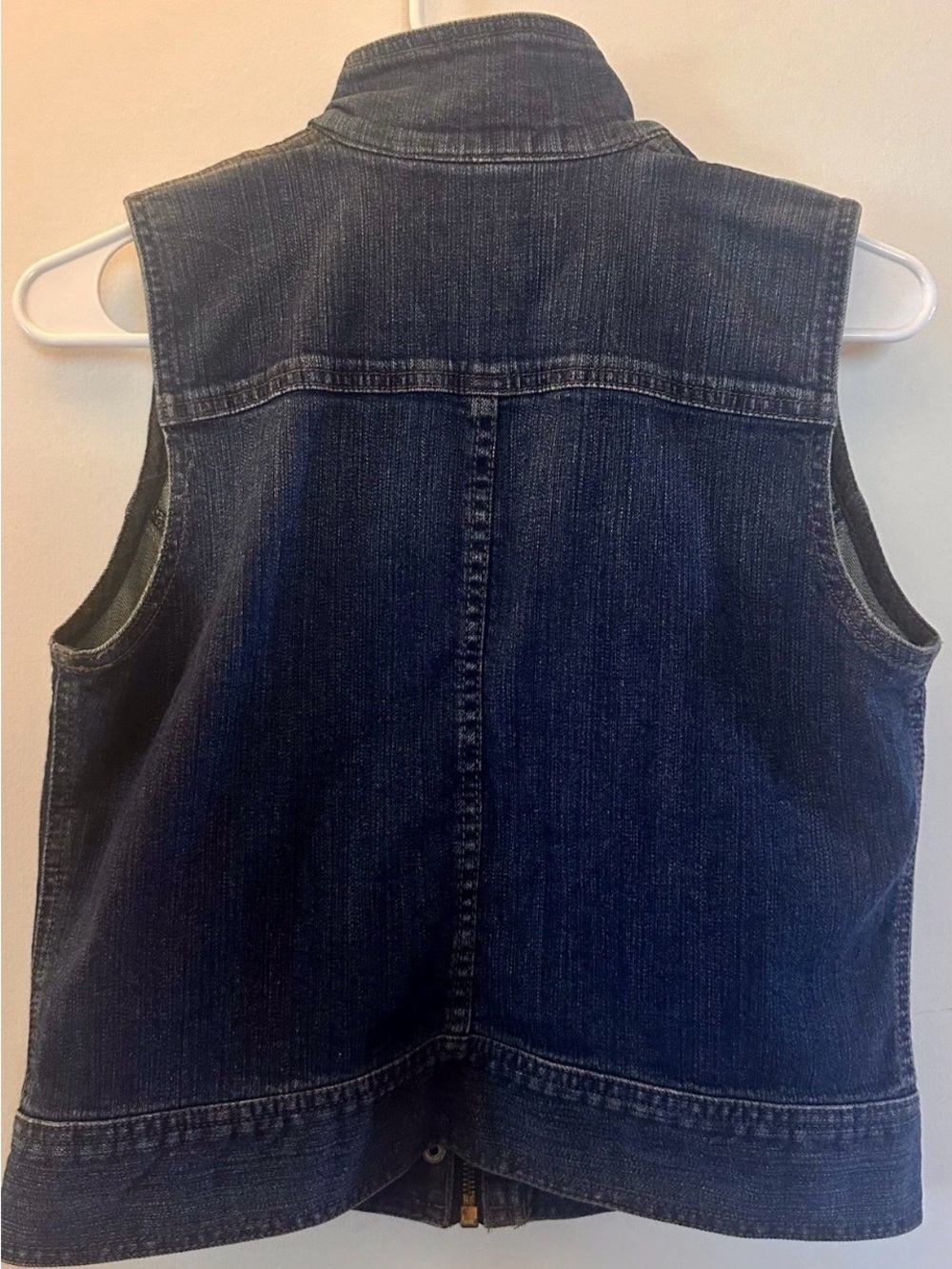 LRL Lauren Ralph Lauren Dark Blue Denim Vest with Gold-Tone Buttons - Picture 2 of 7